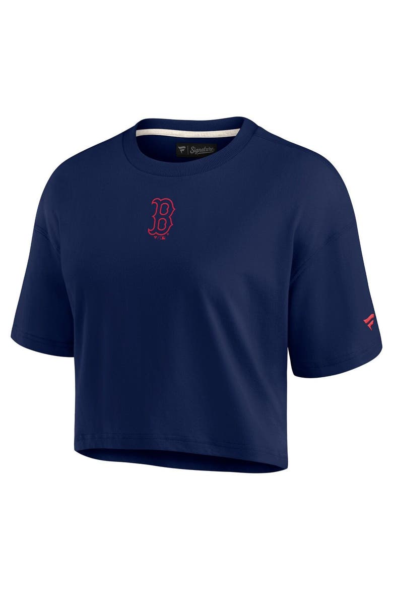 Women's Fanatics Signature Navy Boston Red Sox Elements Super Soft Boxy Cropped T-Shirt, Alternate, color, Navy