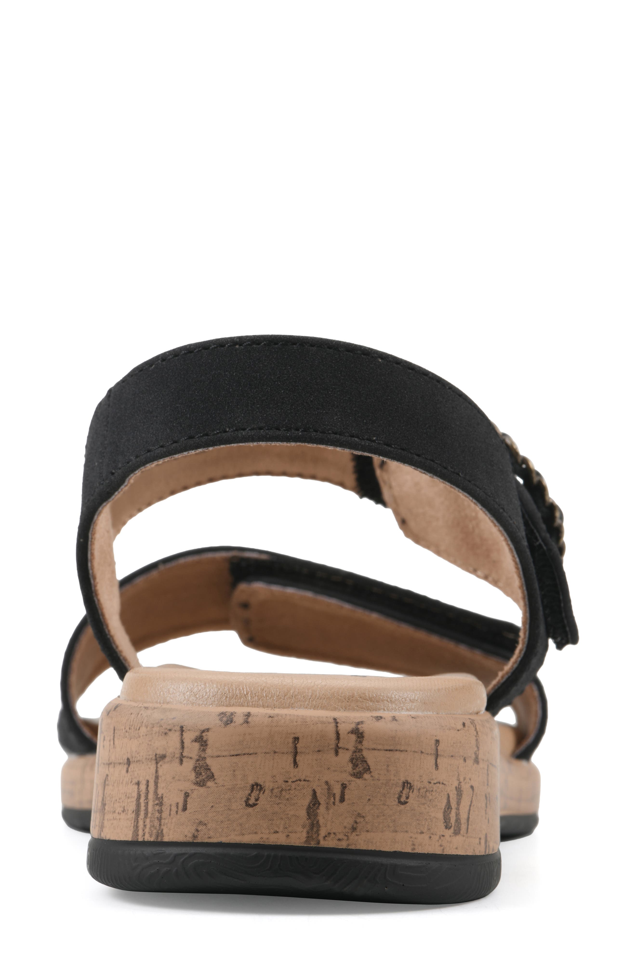 CLIFFS BY WHITE MOUNTAIN Bonique Corck Wedge Sandal, Alternate, color, Black/ Sueded/ Smooth