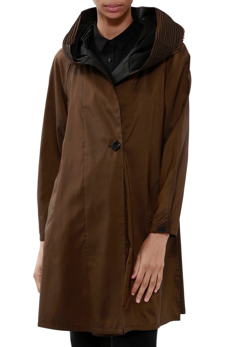 Mycra Pac Donatella Reversible Hooded Raincoat, Main, color, Brown Black