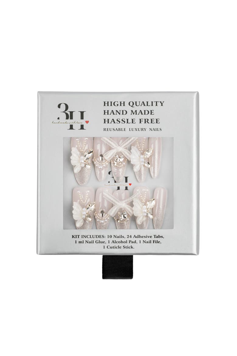Ethereal Wings Luxury Handmade Press On Nails, Main, color, Powder