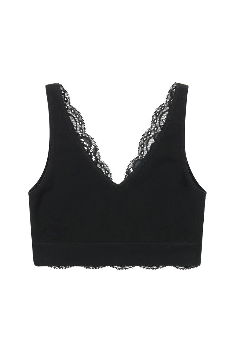 Soft V Lace Reversible Bralette, Alternate, color, Black