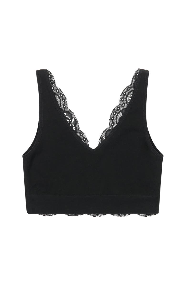 BRABAR Soft V Lace Reversible Bralette, Alternate, color, Black