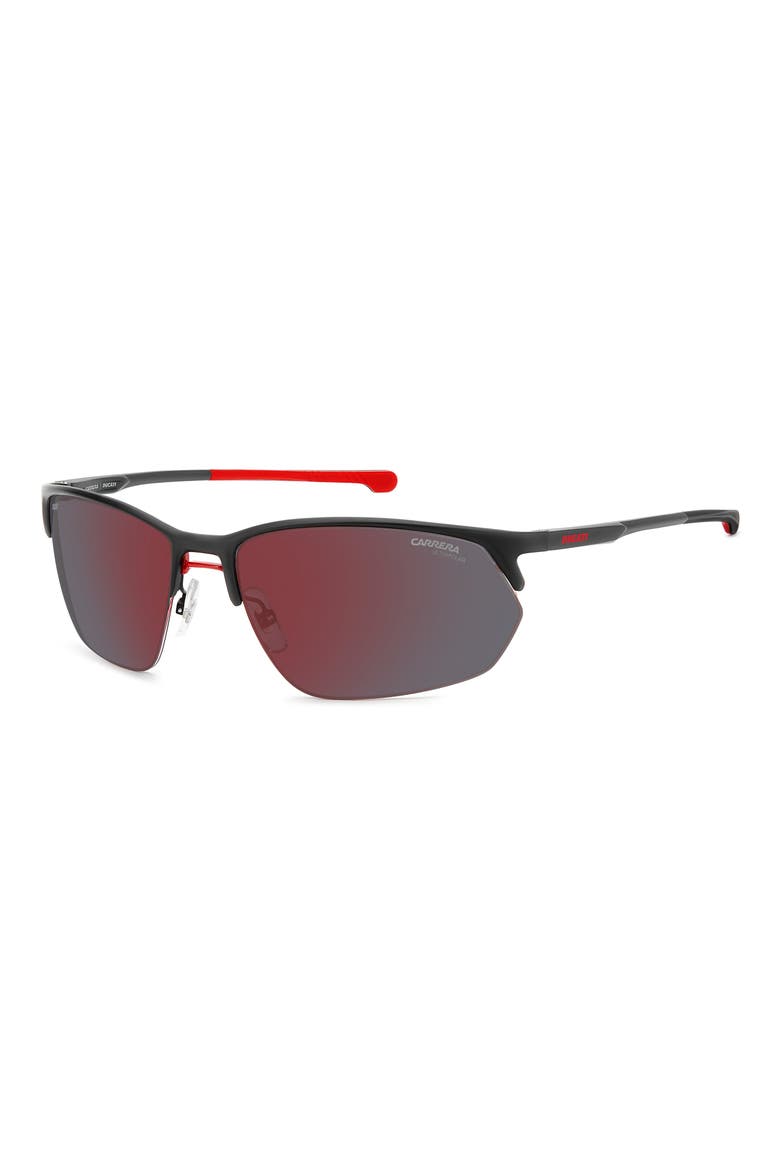 Carduc 65mm Polarized Rectangular Sunglasses, Alternate, color, MATTE BLACK/ RED