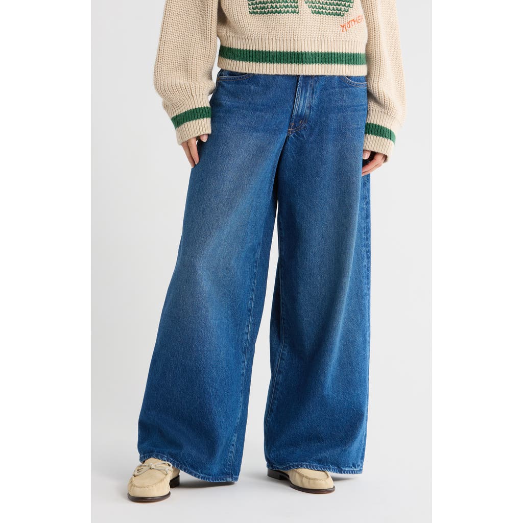 Mother The Rigatoni Sneak Wide Leg Jeans In Blue