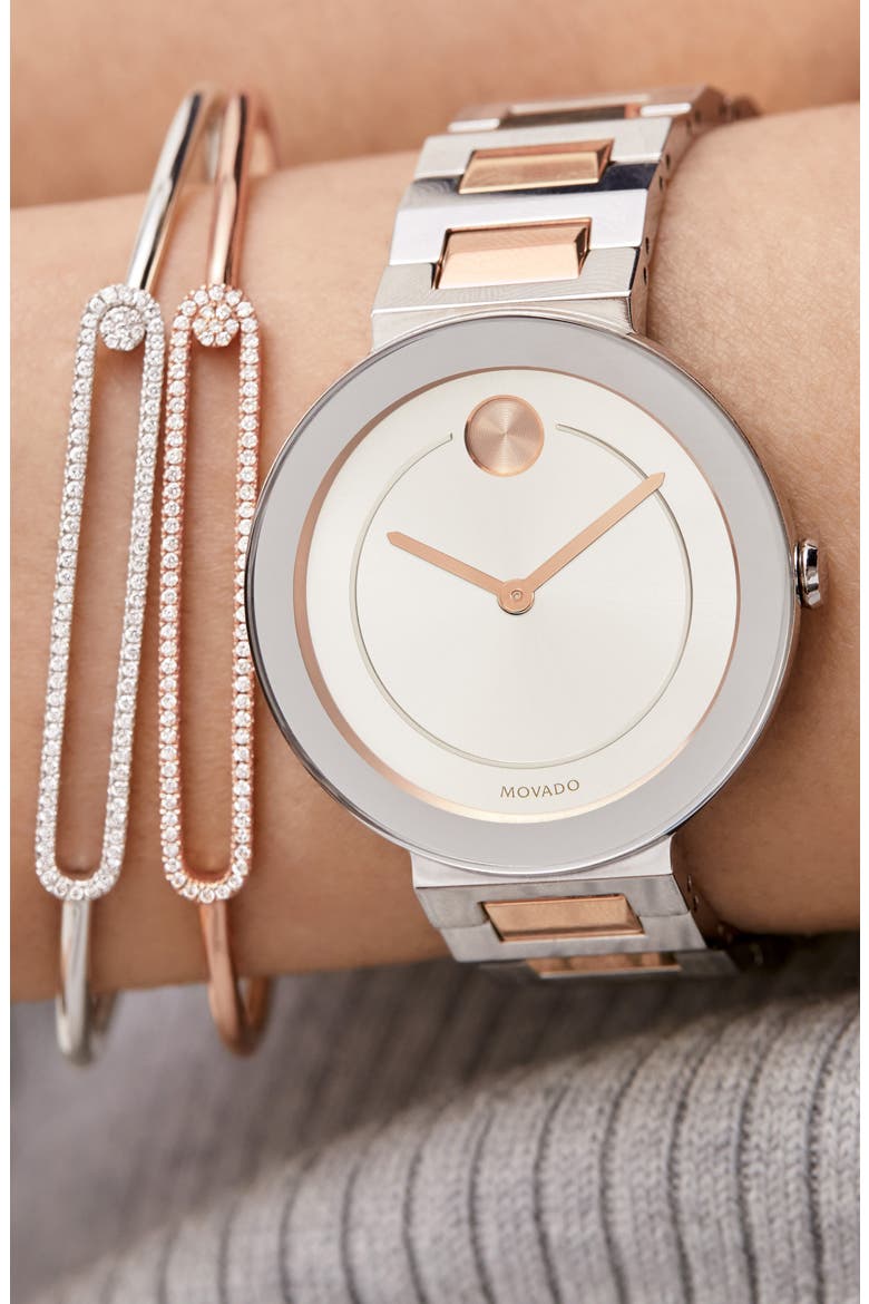 Bold Refined Bracelet Watch, 34mm, Alternate, color, CARNATION/ SILVER/ CARNATION