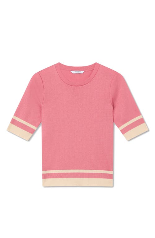 Lk Bennett Micha Stripe Short Sleeve Sweater In Pink