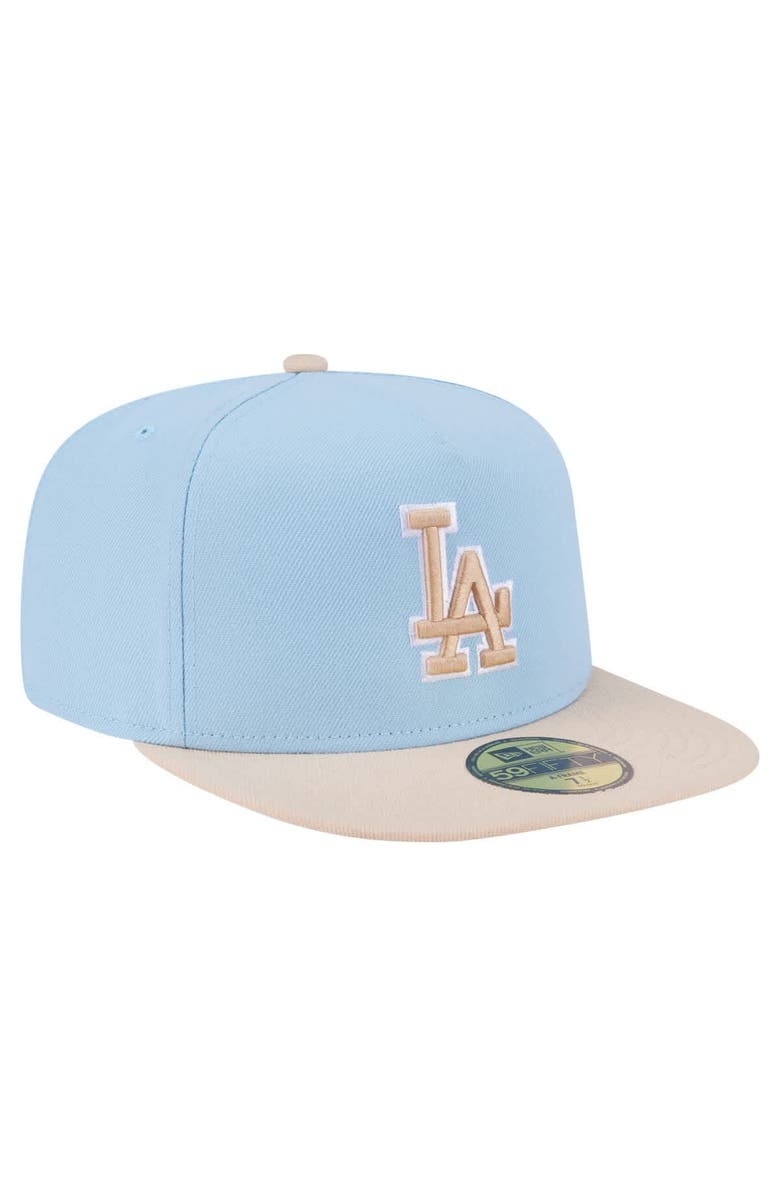 New Era Men's New Era Light Blue/Cream Los Angeles Dodgers Two-Tone Color Pack A-Frame 59FIFTY Fitted Hat, Alternate, color,