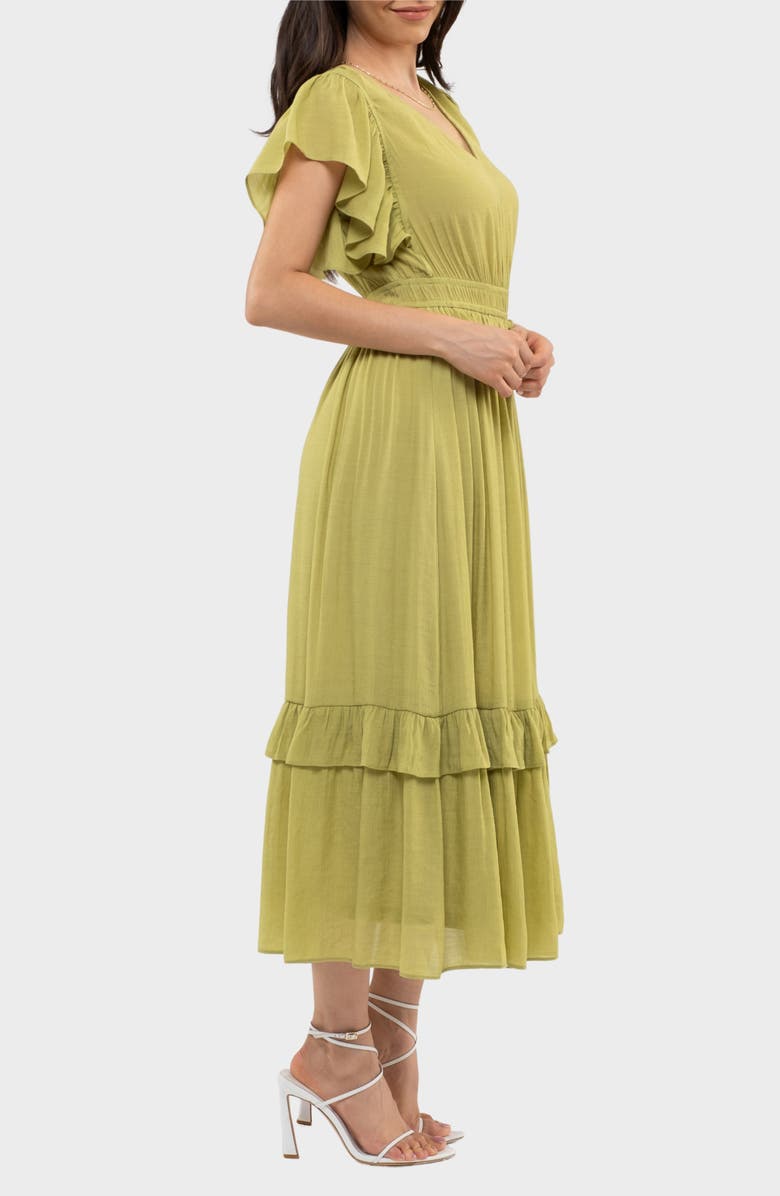 AUGUST SKY Flutter Sleeve Maxi Dress, Alternate, color, Kiwi