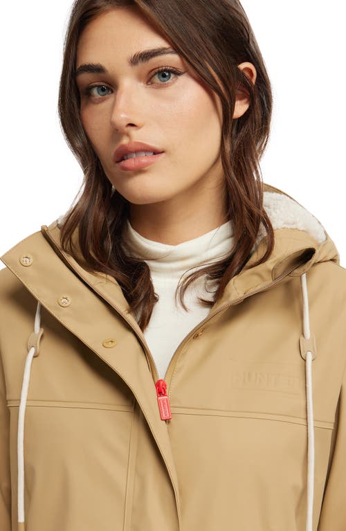 Hunter Sammy Waterproof Faux Fur Lined Hood Insulated Raincoat In Brown