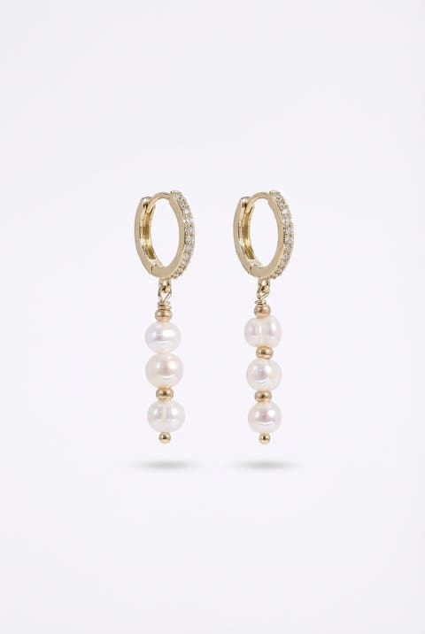 Freshwater Pearl Rose Gold Drop Earrings