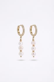 Joey Baby Freshwater Pearl Rose Gold Drop Earrings