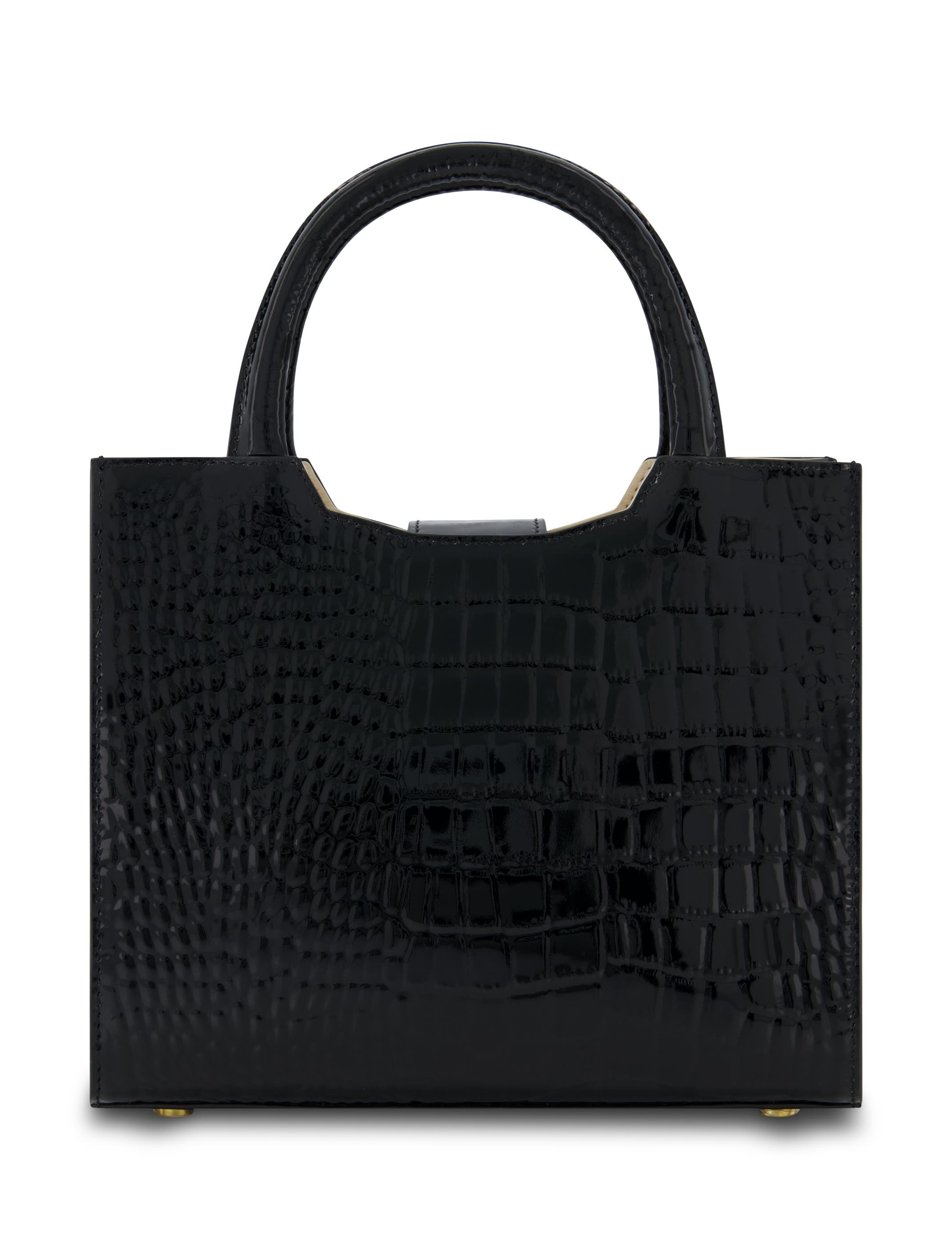 Mac Duggal Crocodile Embossed Leather Gold Buckle Tote Bag, Alternate, color, 