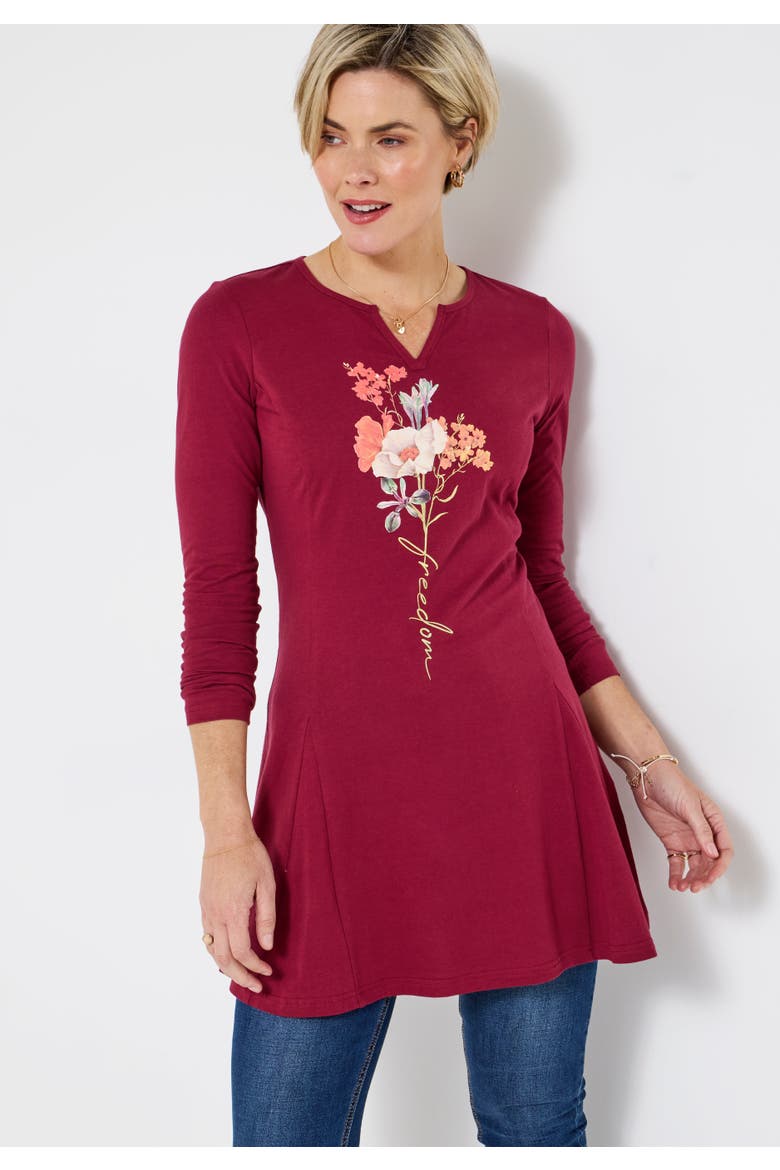 Stretch Knit Pleat Tunic, Main, color, FREEDOM FLOWER