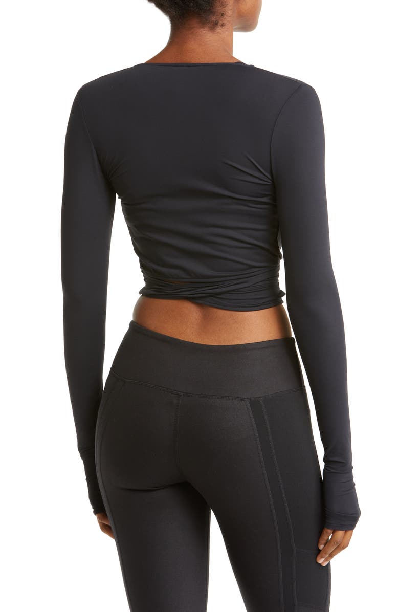 Alo Escalate Long Sleeve Wrap Crop Top, Alternate, color, 