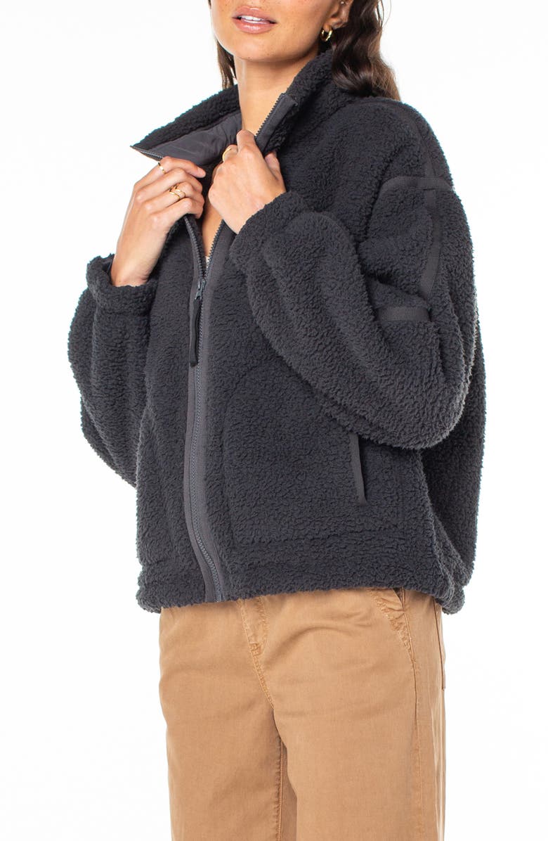 Roxy Wurlie Faux Shearling Zip Jacket, Alternate, color, Phantom