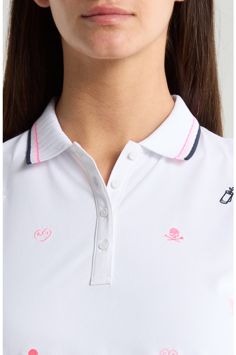 Embroidered Piqué Golf Polo, Alternate, color, SNOW / CANDY