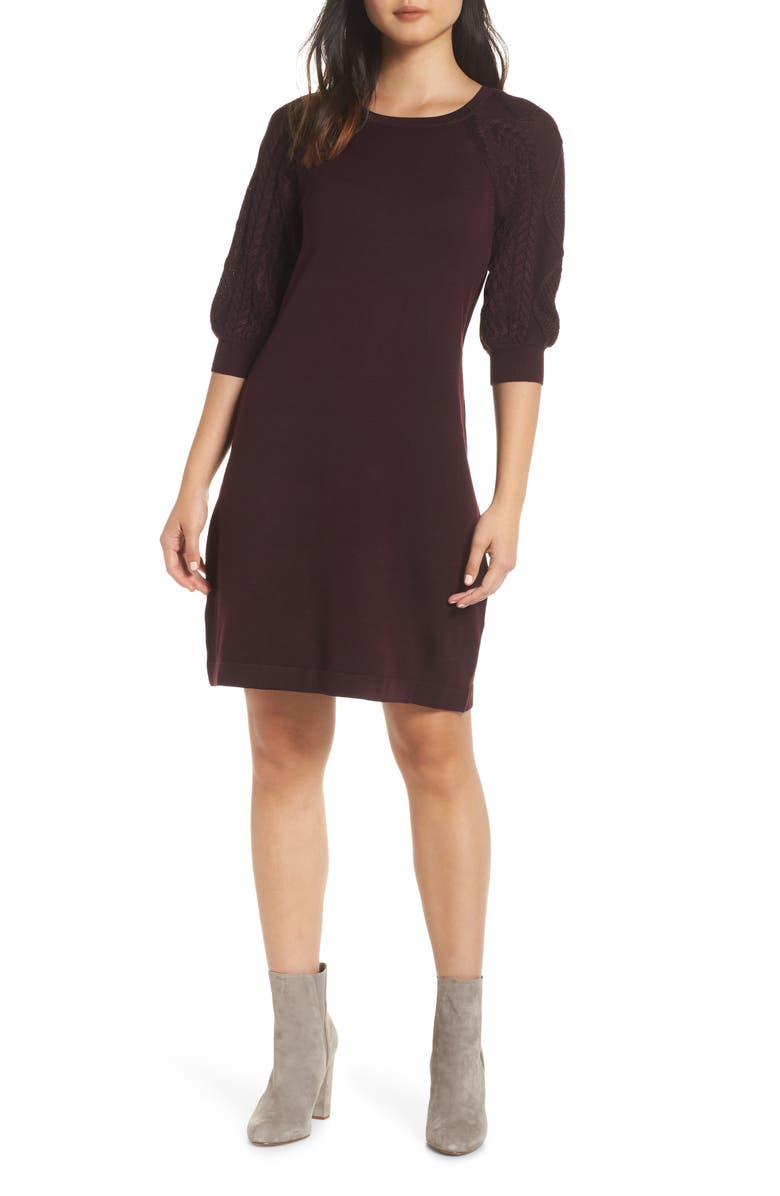 Eliza J Cable Sleeve Sweater Dress, Main, color,