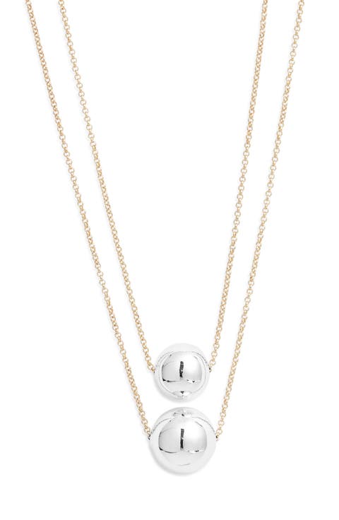 Two-Tone Double Orb Layered Necklace