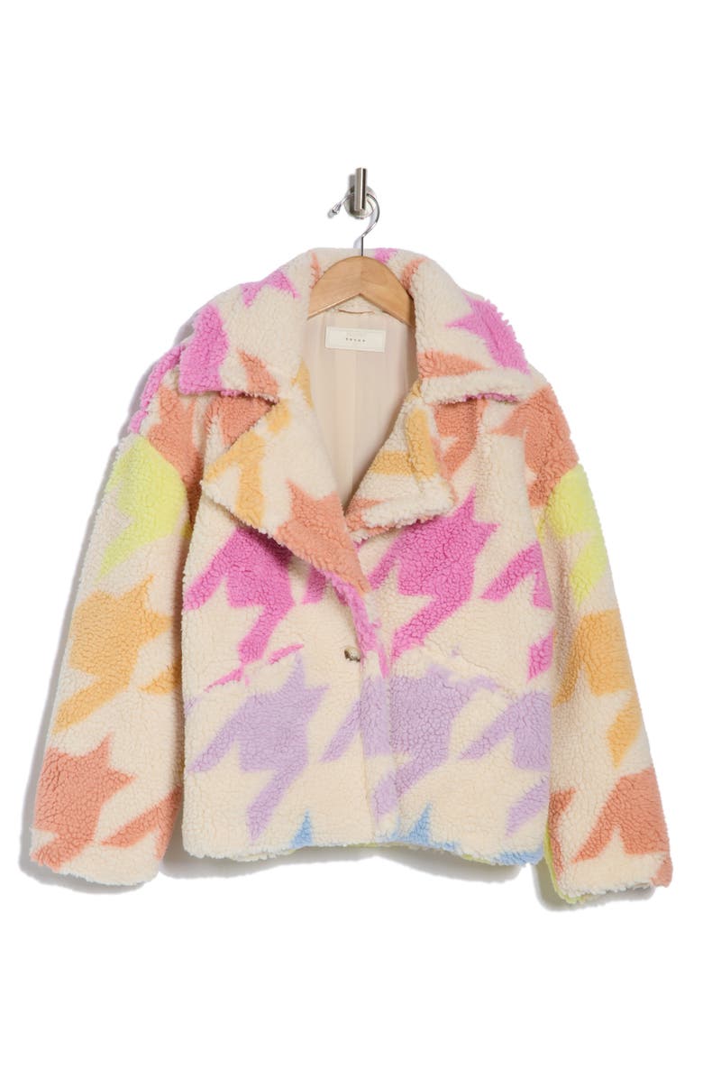 BLANKNYC Houndstooth Faux Shearling Coat, Alternate, color, 