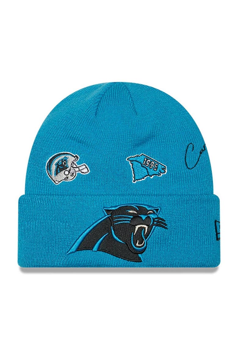 Youth New Era  Blue Carolina Panthers Identity Cuffed Knit Hat, Main, color, Blue
