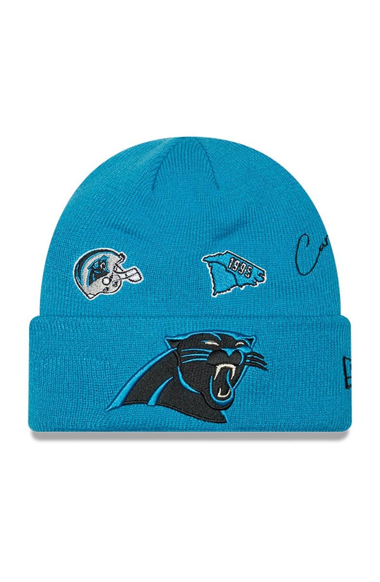 New Era Youth New Era  Blue Carolina Panthers Identity Cuffed Knit Hat, Main, color, 