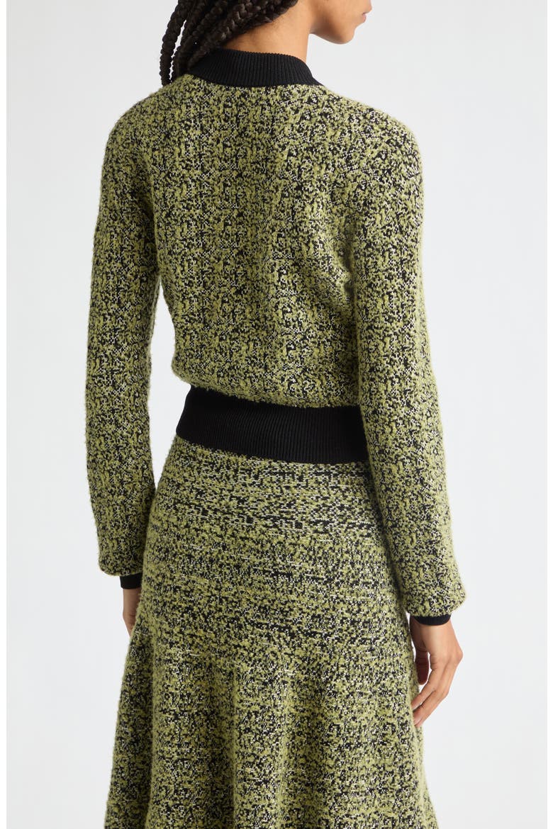 Aubrey Shrunken Jacquard Cardigan, Alternate, color, GREEN STATIC