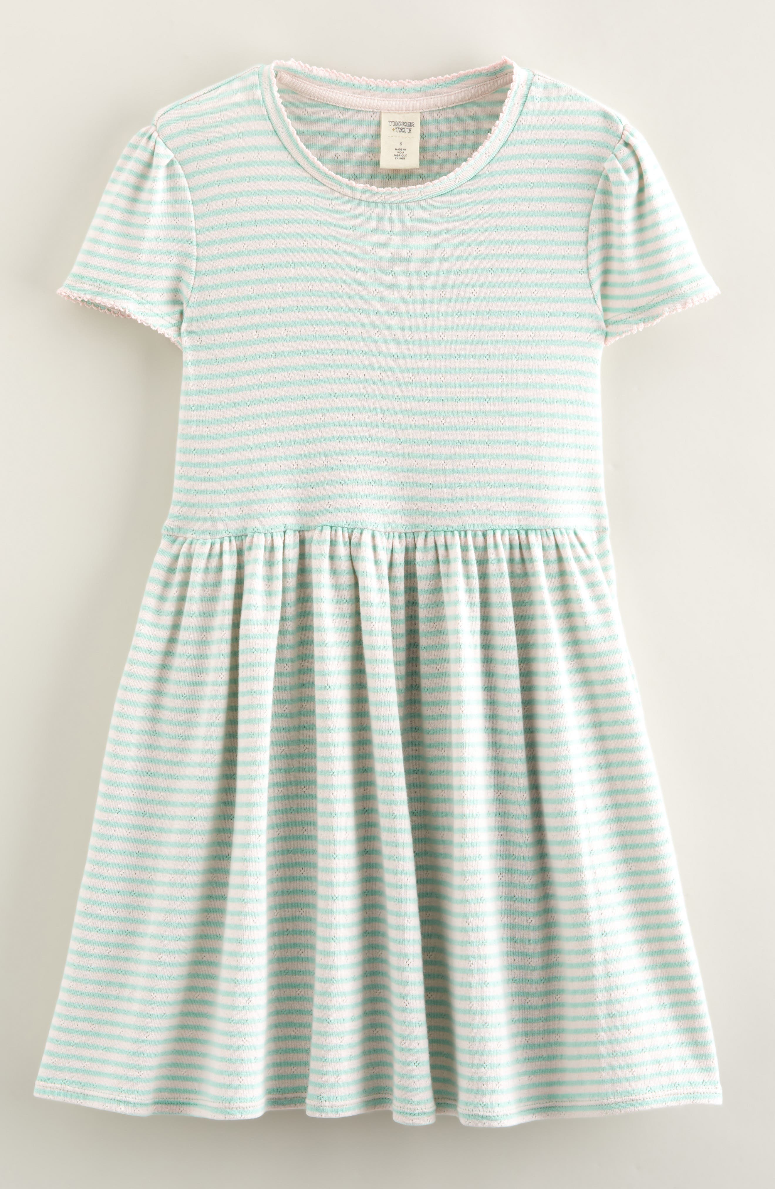 Tucker + Tate Kids' Pointelle Puff Sleeve Stretch Cotton Dress