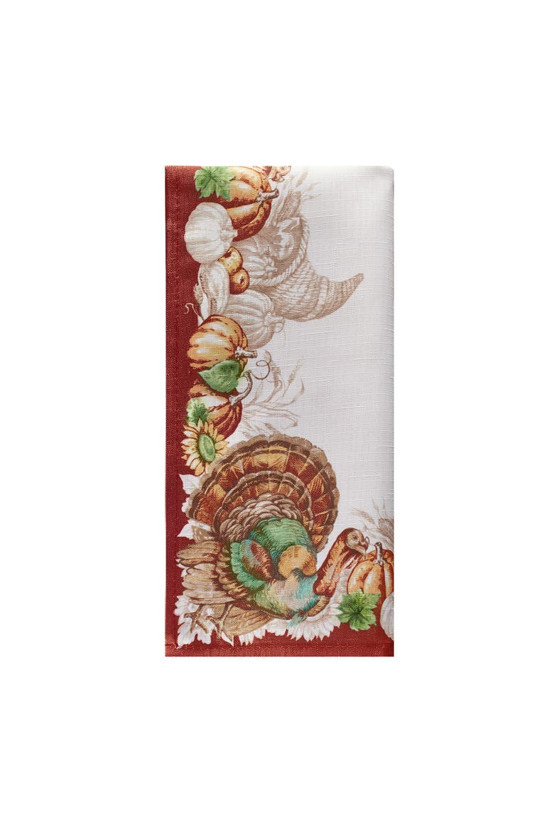 Holiday Turkey Bordered Fall Napkins Set of 8 Multicolor - 17"W x 17"L, Alternate, color, Multicolor