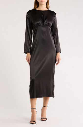 Long Sleeve Satin Midi Dress