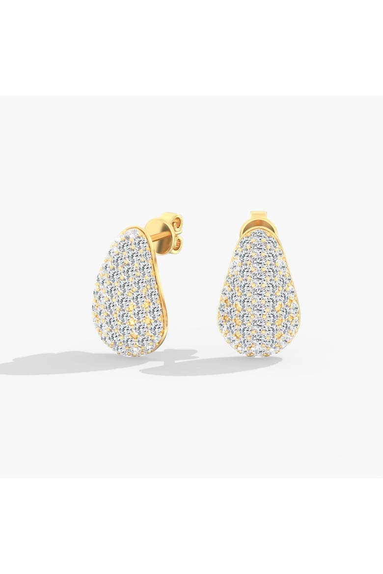 Pavé Domed Cloud Lab Diamond Earrings in 14K Gold, Main, color, Yellow Gold