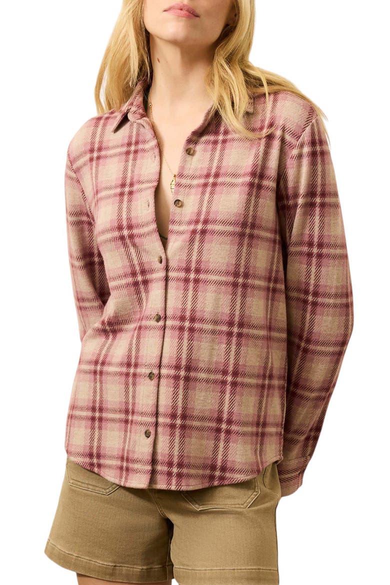 Legend Sweater Knit Plaid Button-Up Shirt, Main, color, BERRY COAST PLAID