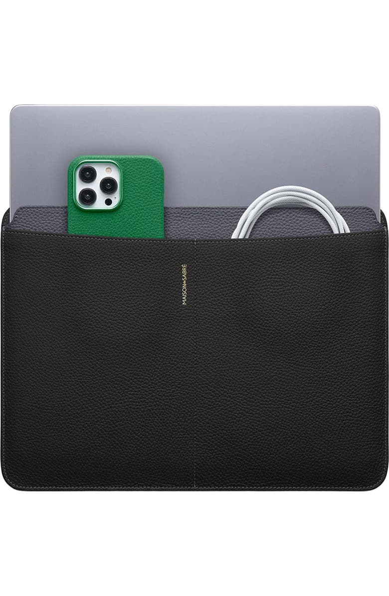 MAISON de SABRÉ Leather Laptop Sleeve, Alternate, color, Black Caviar