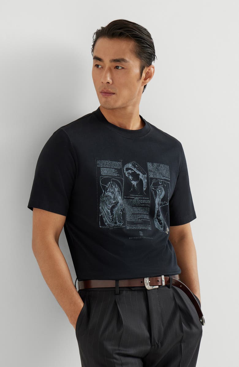 Brunello Cucinelli Jersey T-shirt, Alternate, color, Black