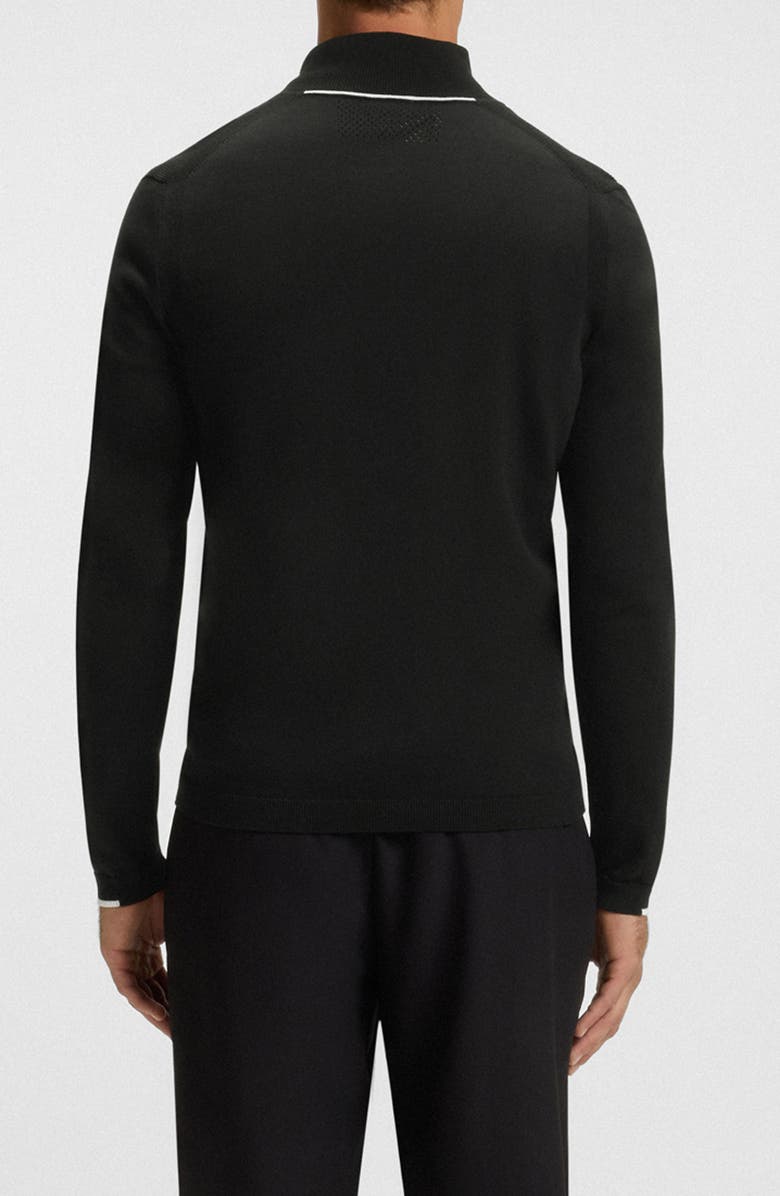 BOSS Ever-X Quarter Zip Cotton Sweater, Alternate, color, Black