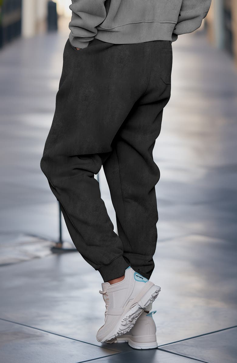 Dalix Mens Alien Midweight Fleece Washed Jogger Pant, Alternate, color, Black