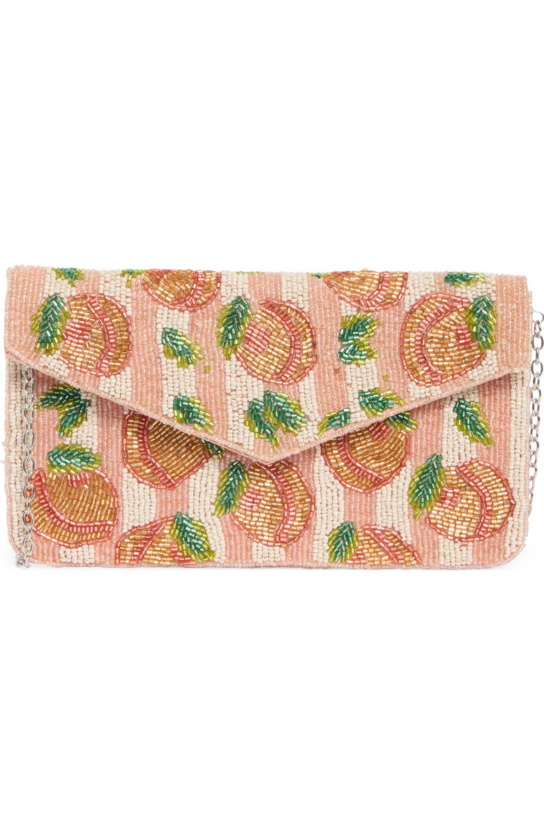 Collection XIIX Beaded Stripe Peach Flap Clutch, Main, color, Peach Multi