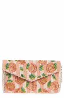 Collection XIIX Beaded Stripe Peach Flap Clutch