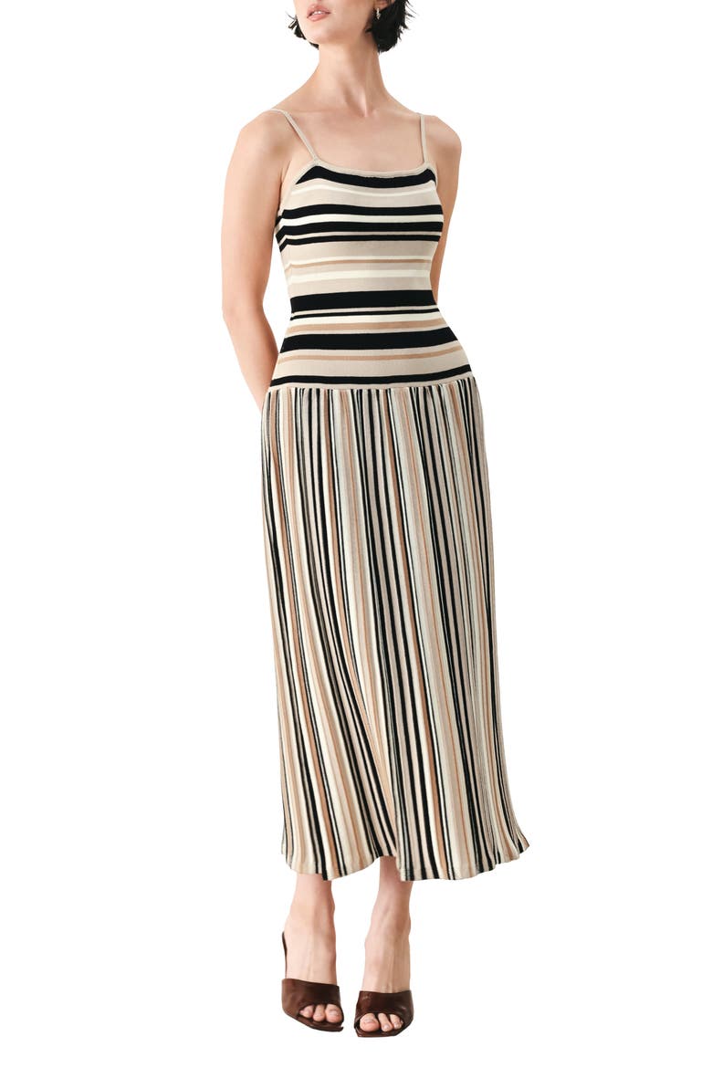 Stripe Sleeveless Cotton Knit Maxi Dress, Main, color, TAUPE/ BLACK