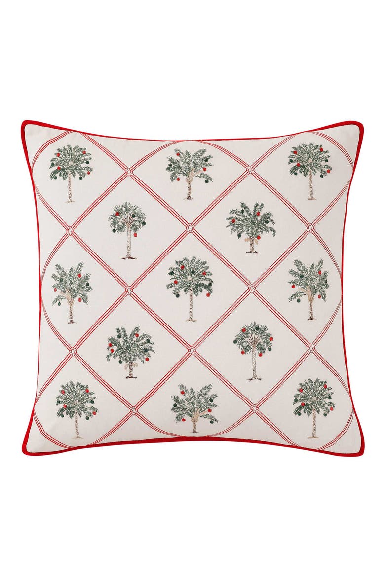 Palm Tree Trellis Decorative Accent Pillow, Main, color, MEDIUM / DARK RED