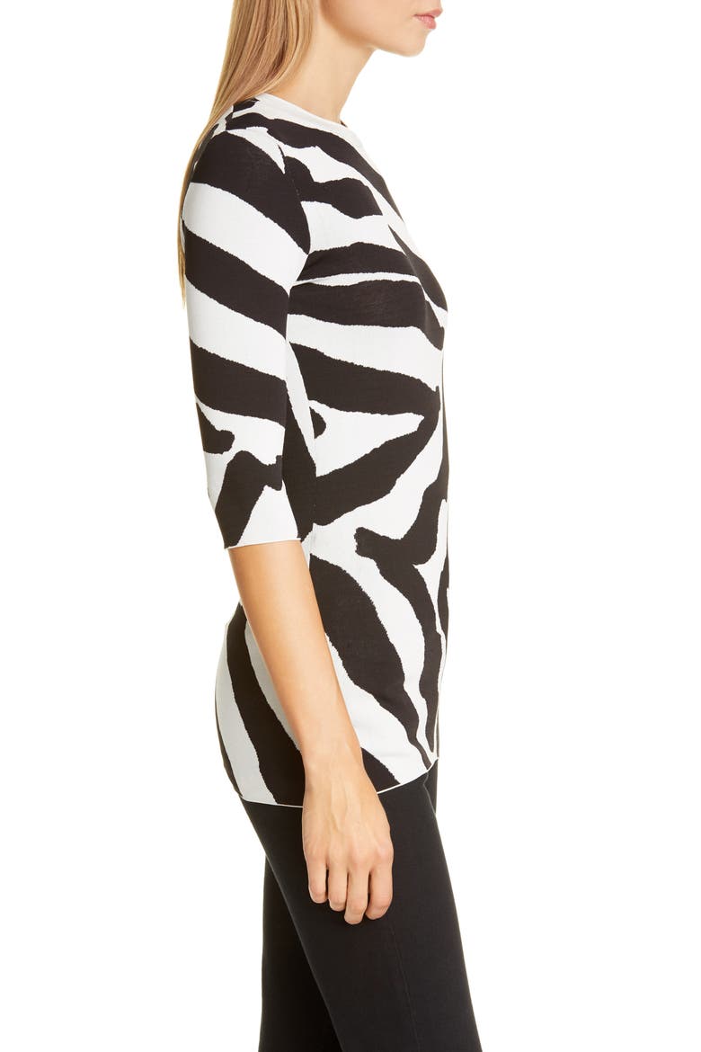 Animal Pattern Sweater, Alternate, color, SNOW/ BLACK