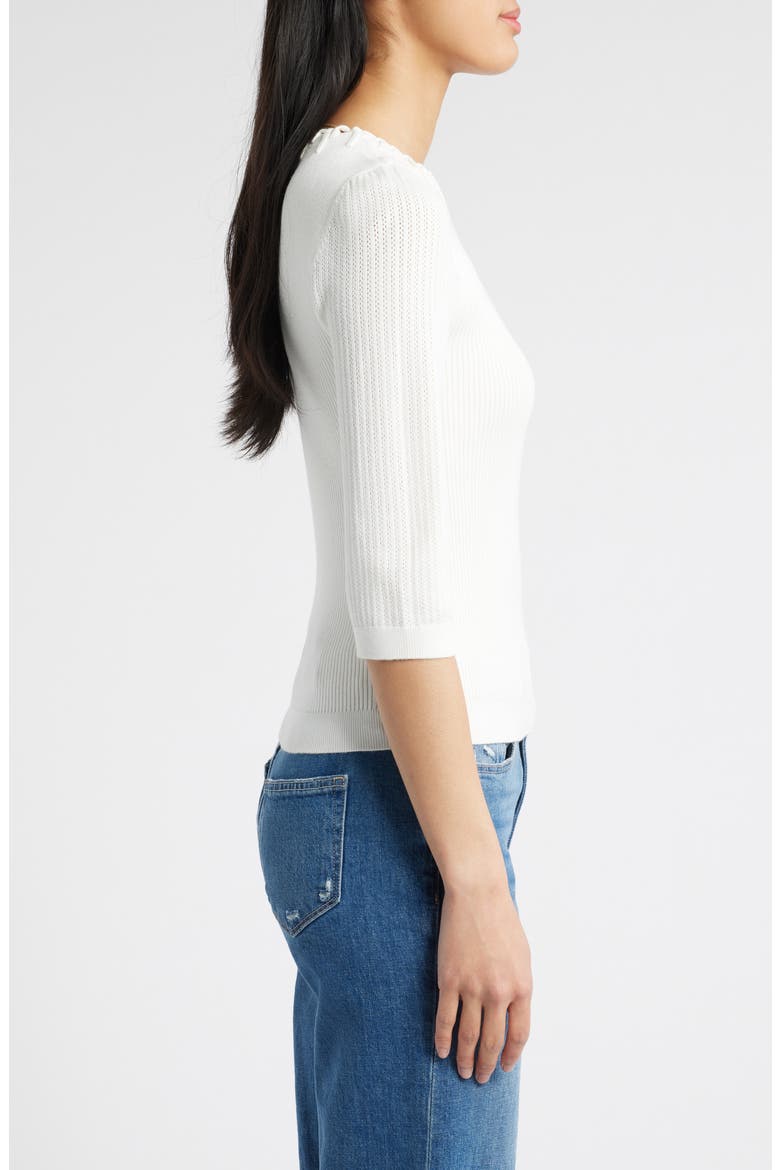Elbow Sleeve Rib Sweater, Alternate, color, OFF WHITE