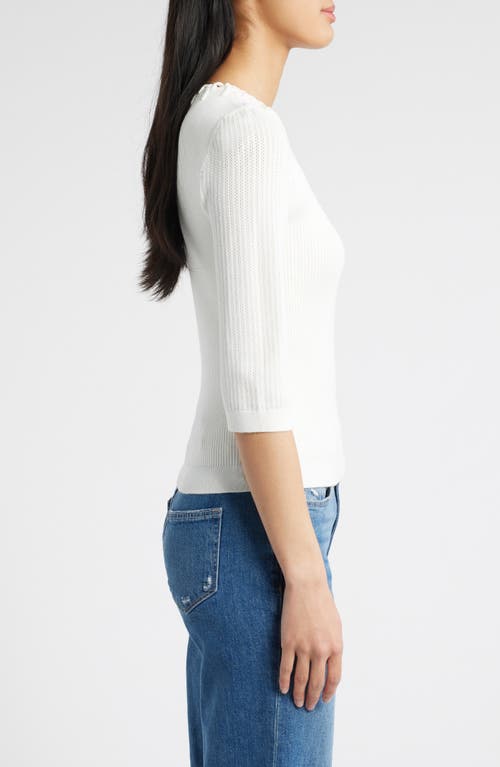 Wit & Wisdom Elbow Sleeve Rib Sweater In White