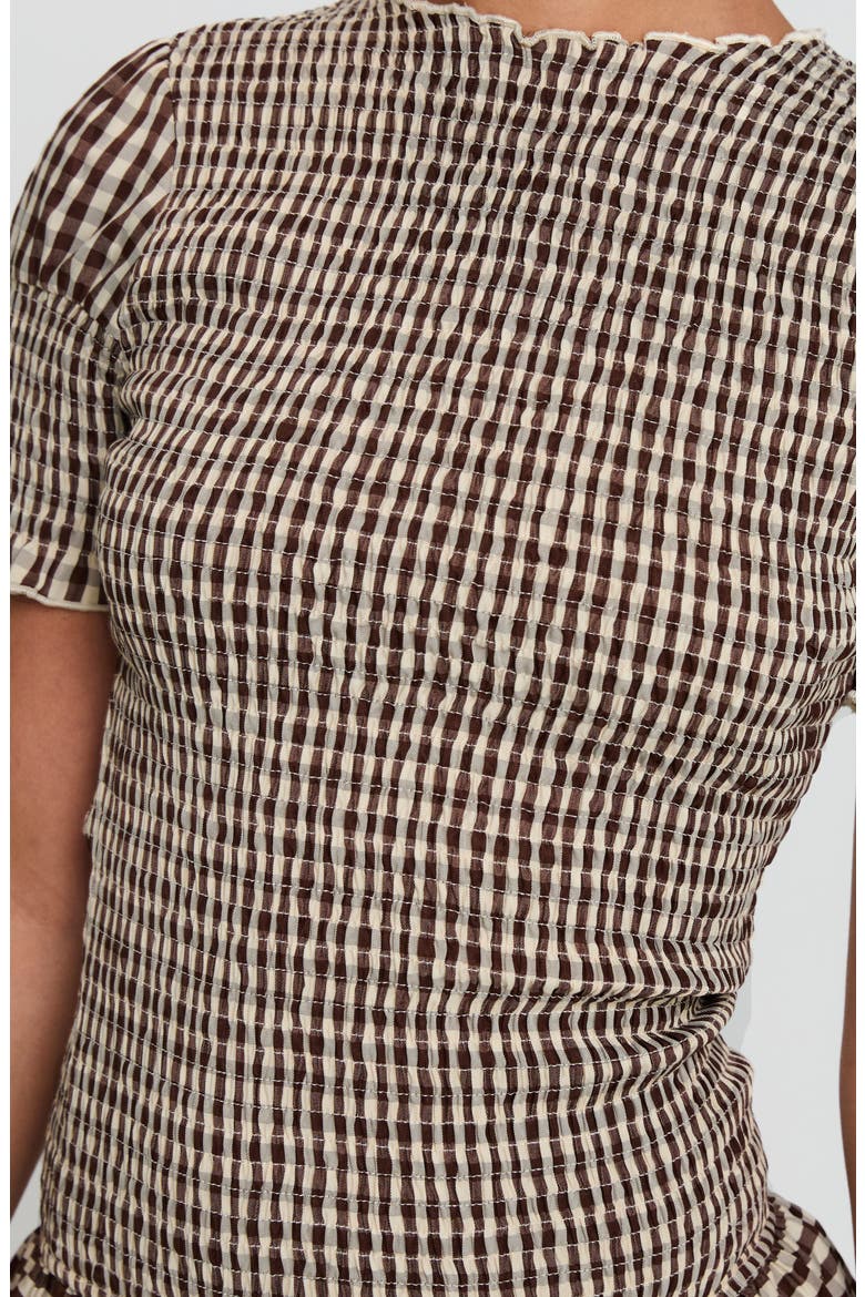 Laurita Gingham Smocked Minidress, Alternate, color, BROWN CHECK