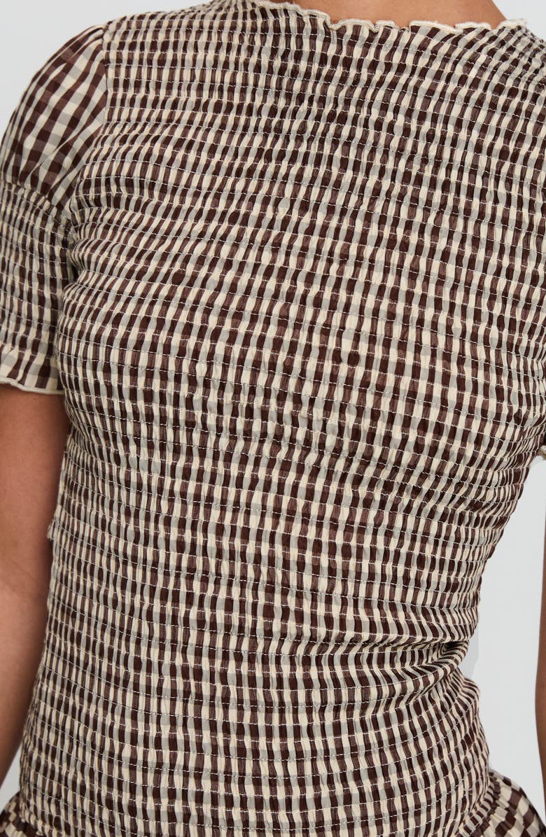 Princess Polly Laurita Gingham Smocked Minidress, Alternate, color, Brown Check
