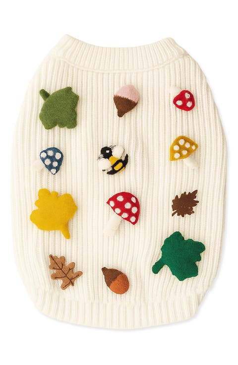 Fall Leaves 3D Icon Rib Dog Sweater