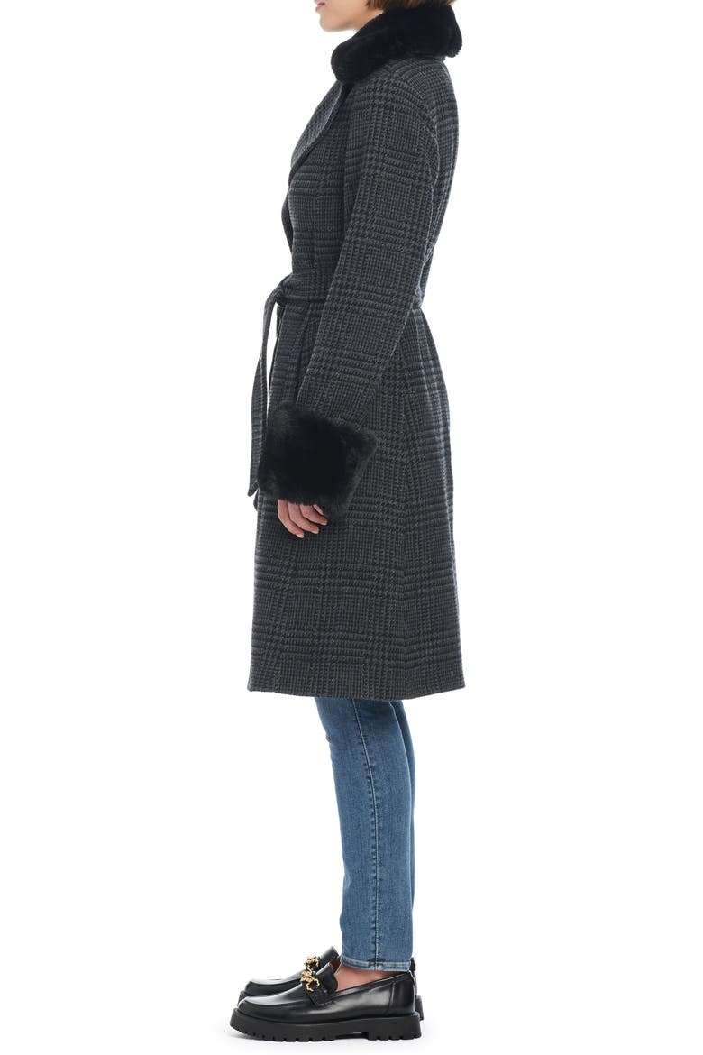 walker belted coat with removable faux fur collar and cuffs, Alternate, color, SPARKLE HOUNDSTOOTH
