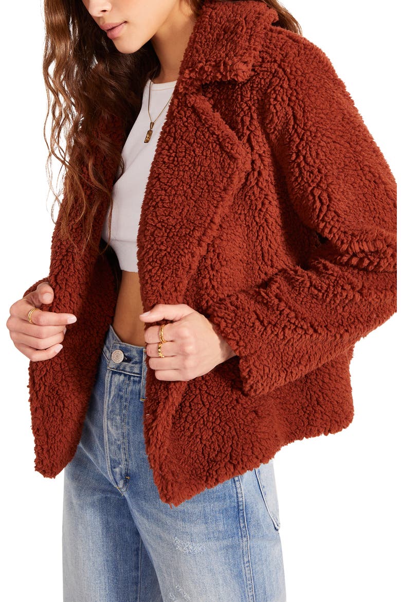 Teddy as She Goes Jacket, Alternate, color, COGNAC