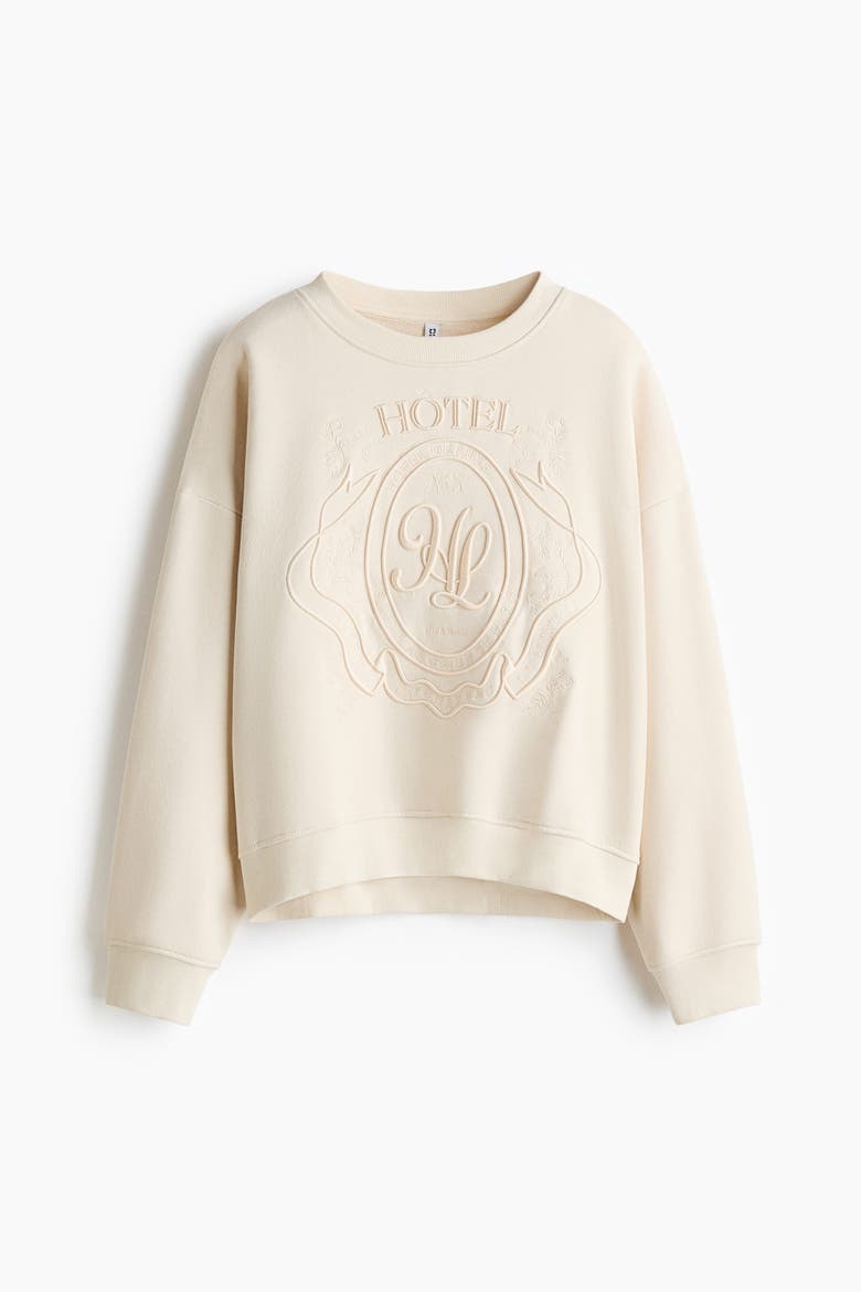 Motif-detail Sweatshirt, Alternate, color, Light beige/Hôtel de Luxe