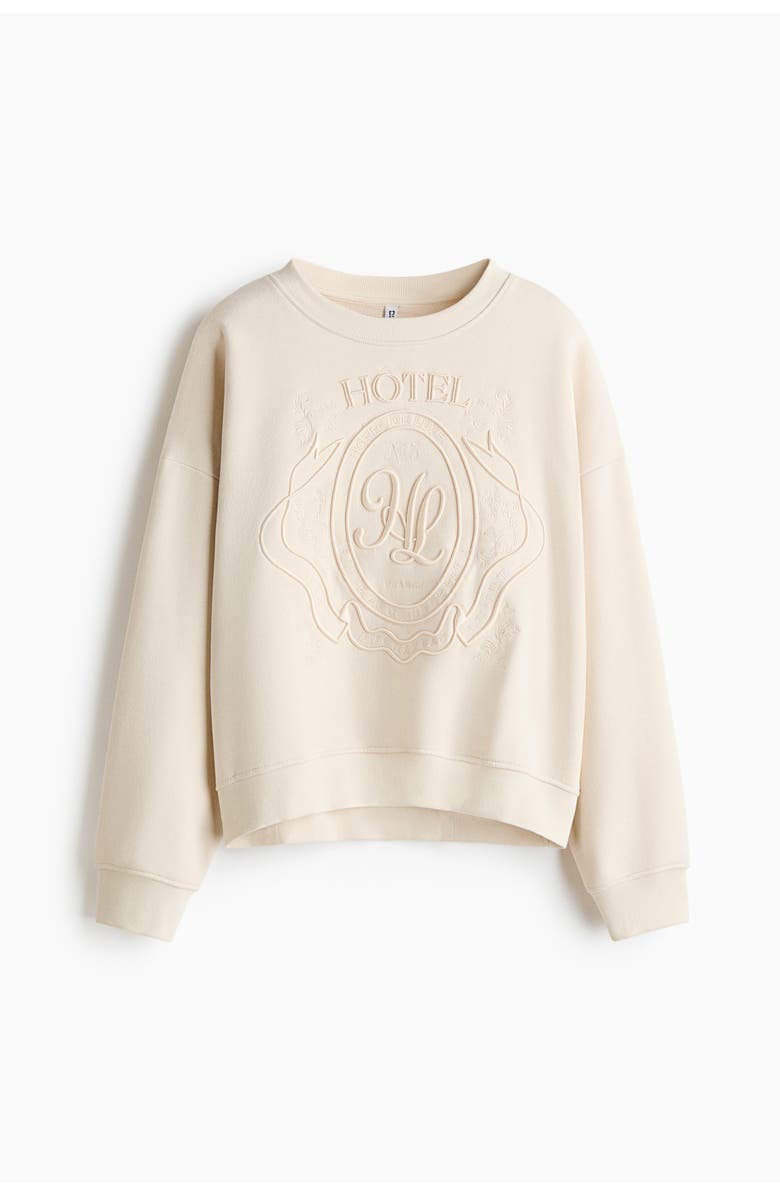 H&M Motif-detail Sweatshirt, Main, color, Light Beige/Hôtel De Luxe