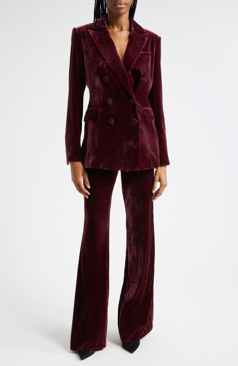 Veronica Beard Lebone Velvet Wide Leg Pants, Alternate, color, Wine